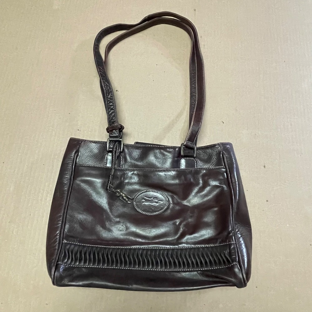 Vintage 90s American Angel Leather Bag Made in Colombia Brown Pleat Tote 6701